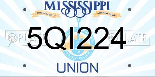 5QI224 Mississippi License Plate
