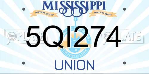 5QI274 Mississippi License Plate