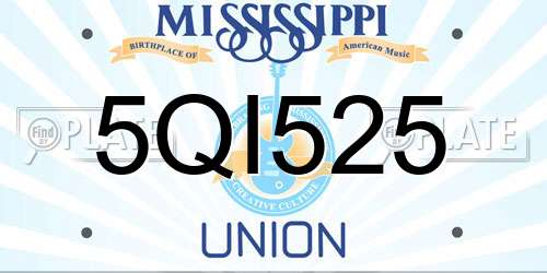 5QI525 Mississippi License Plate