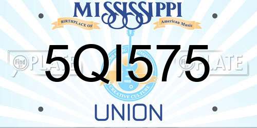 5QI575 Mississippi License Plate