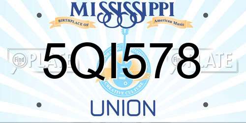 5QI578 Mississippi License Plate