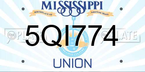 5QI774 Mississippi License Plate