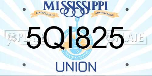 5QI825 Mississippi License Plate