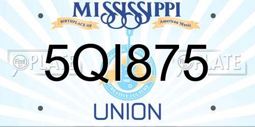 5QI875 Mississippi License Plate