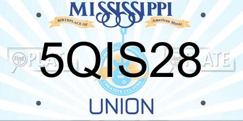 5QIS28 Mississippi License Plate