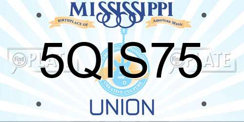5QIS75 Mississippi License Plate