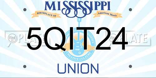 5QIT24 Mississippi License Plate