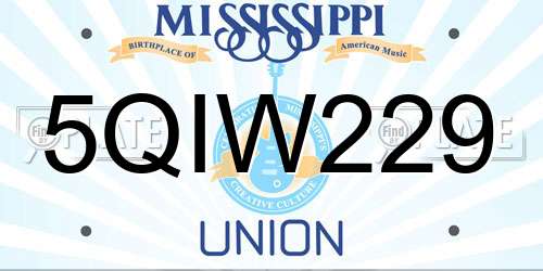 5QIW229 Mississippi License Plate