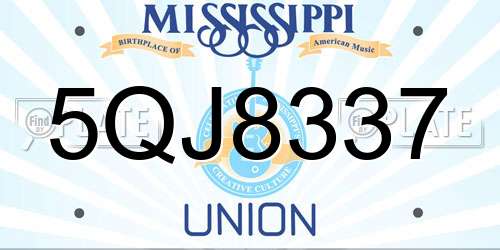 5QJ8337 Mississippi License Plate