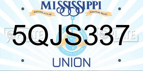 5QJS337 Mississippi License Plate