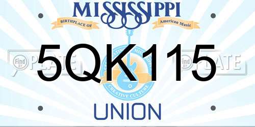 5QK115 Mississippi License Plate