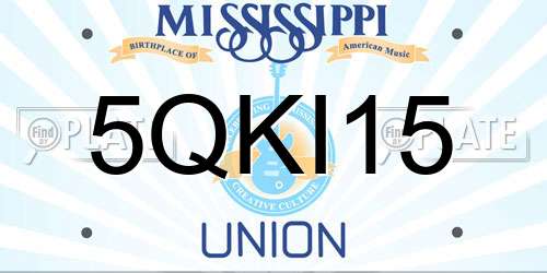 5QKI15 Mississippi License Plate