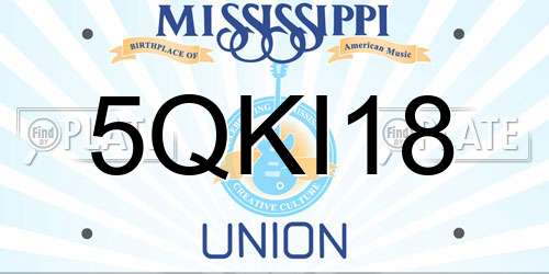 5QKI18 Mississippi License Plate
