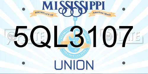 5QL3107 Mississippi License Plate