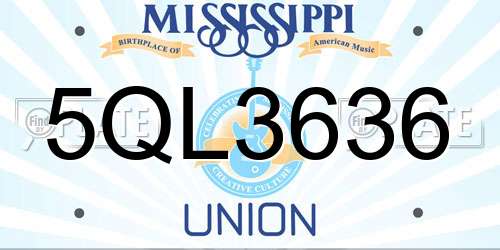 5QL3636 Mississippi License Plate