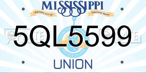 5QL5599 Mississippi License Plate
