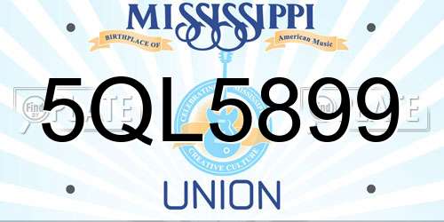 5QL5899 Mississippi License Plate