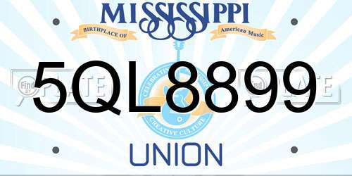 5QL8899 Mississippi License Plate