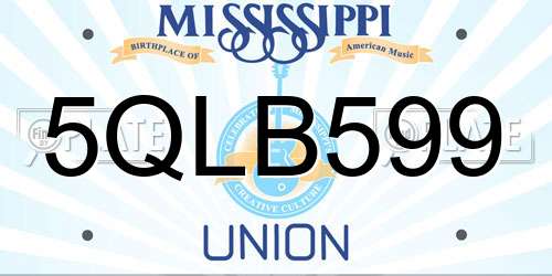5QLB599 Mississippi License Plate