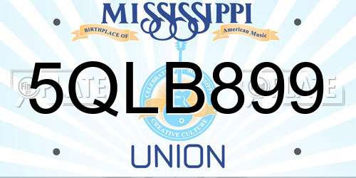 5QLB899 Mississippi License Plate