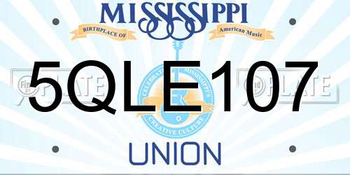 5QLE107 Mississippi License Plate