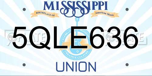 5QLE636 Mississippi License Plate