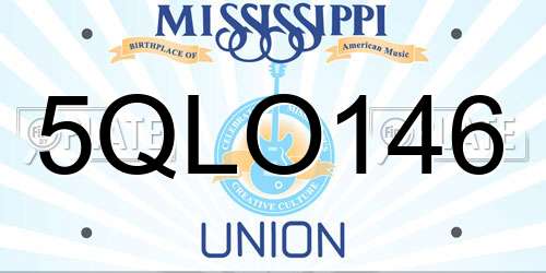 5QLO146 Mississippi License Plate