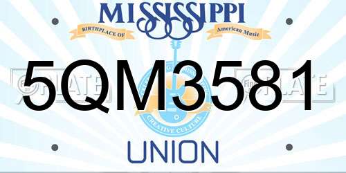 5QM3581 Mississippi License Plate