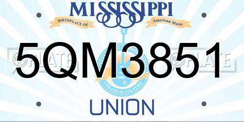 5QM3851 Mississippi License Plate