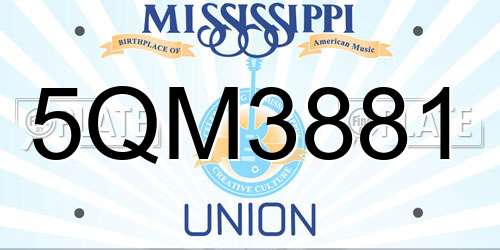 5QM3881 Mississippi License Plate