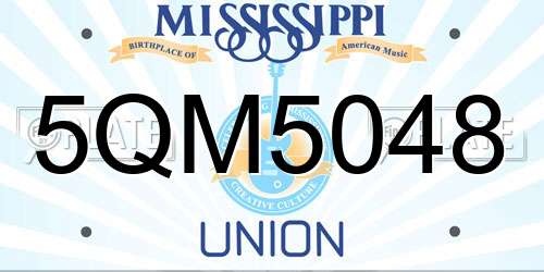5QM5048 Mississippi License Plate