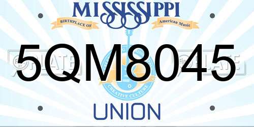 5QM8045 Mississippi License Plate