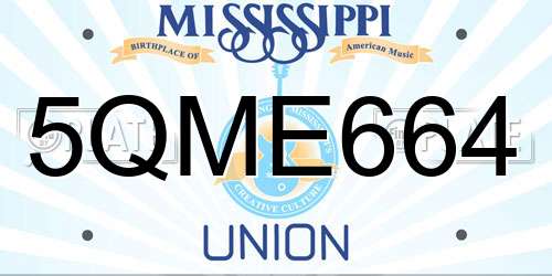 5QME664 Mississippi License Plate