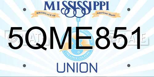 5QME851 Mississippi License Plate