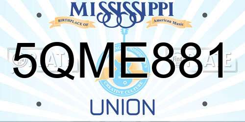 5QME881 Mississippi License Plate