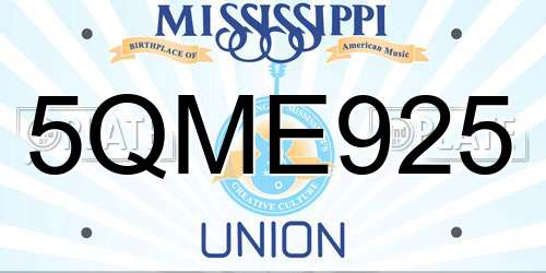 5QME925 Mississippi License Plate