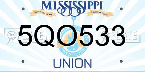 5QO533 Mississippi License Plate