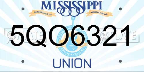 5QO6321 Mississippi License Plate