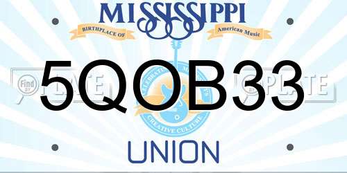 5QOB33 Mississippi License Plate