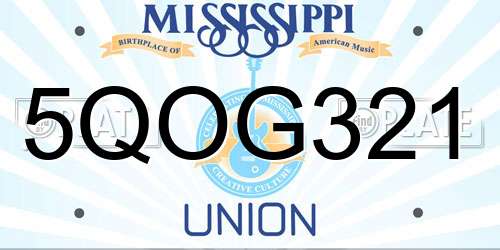 5QOG321 Mississippi License Plate