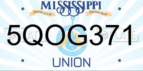 5QOG371 Mississippi License Plate