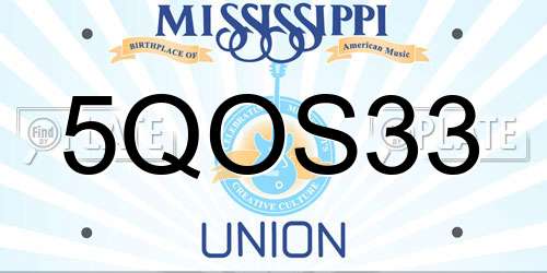 5QOS33 Mississippi License Plate