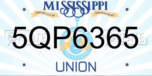 5QP6365 Mississippi License Plate