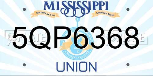 5QP6368 Mississippi License Plate