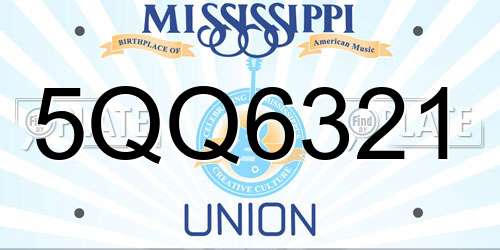 5QQ6321 Mississippi License Plate