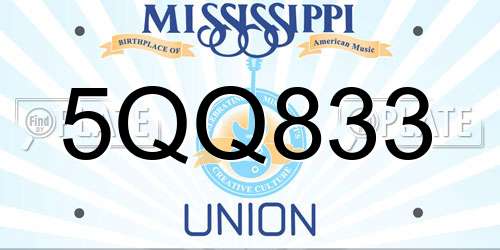 5QQ833 Mississippi License Plate