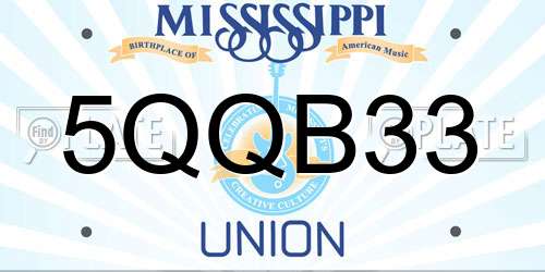 5QQB33 Mississippi License Plate