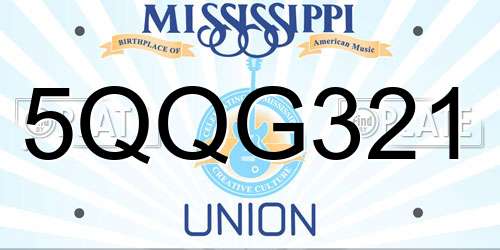 5QQG321 Mississippi License Plate