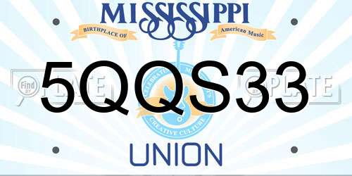 5QQS33 Mississippi License Plate