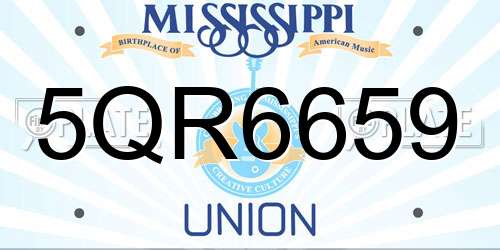 5QR6659 Mississippi License Plate